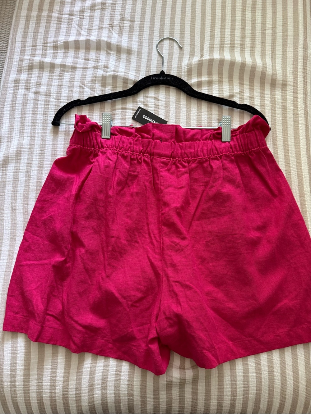 Express Linen Blend Shorts Elastic Waist Fuchsia Pink Size Medium NWT - Picture 5 of 7